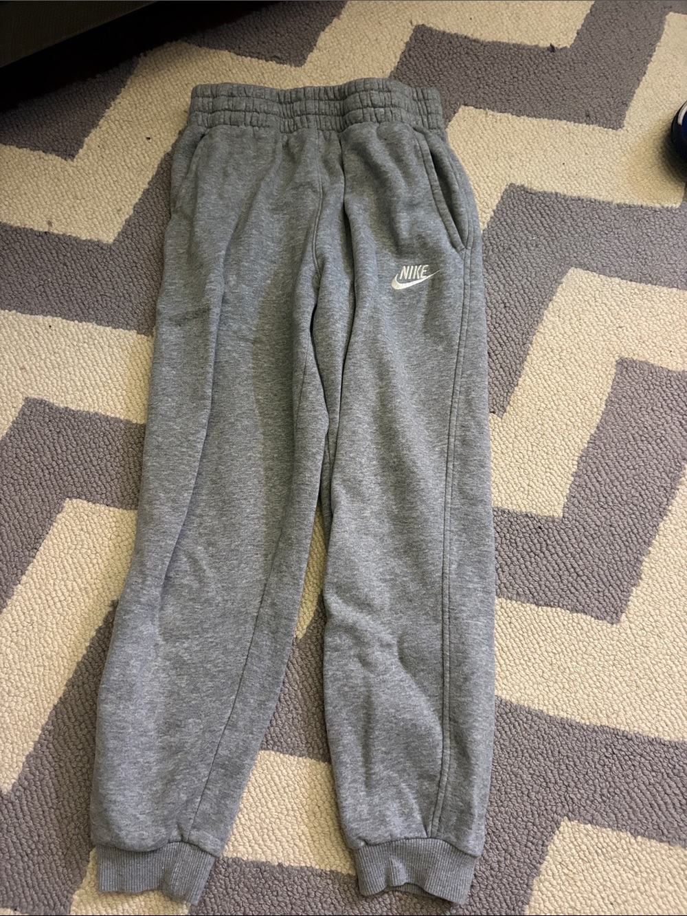 Nike Kids Gray Fleece Joggers with White Logo (youth medium)